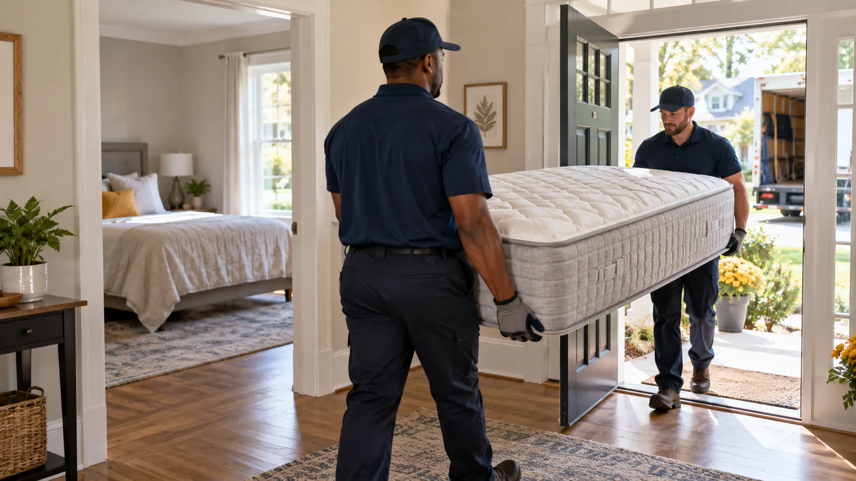 Mattress removal service scene